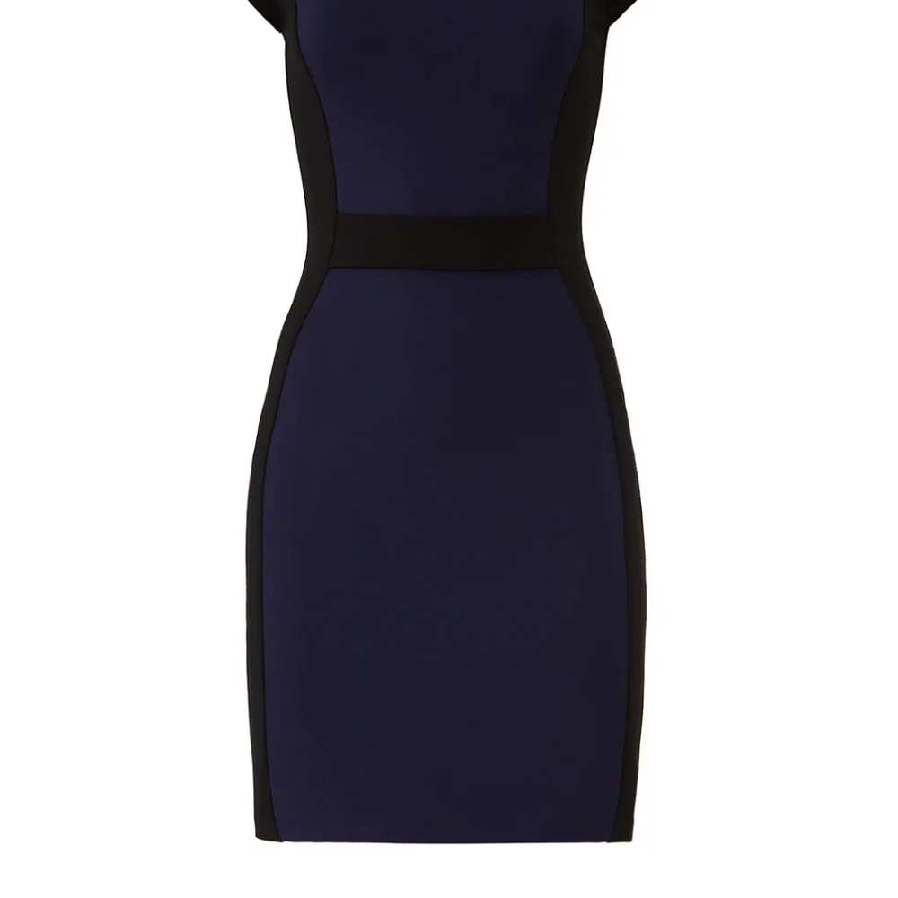 Slate & Willow Cap Sleeve Blue and Black Color Block Dress - Picture 4 of 10